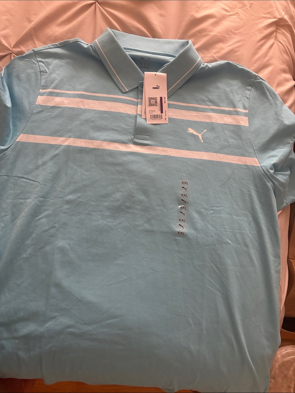 Puma Men’s Sky Blue Polo with White Stripes